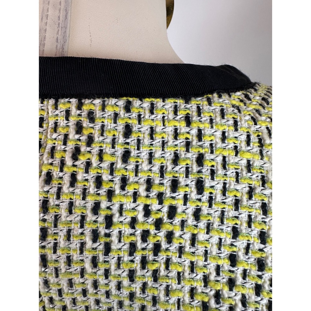 BANANA REPUBLIC TALL Yellow Black & White Tweed Zip Front Blazer Jacket | 6 Tall - Picture 6 of 13